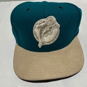 Mitchell & Ness Miami Dolphins NFL Vintage Snapback Hat Teal Tan‎ Wool Blend
